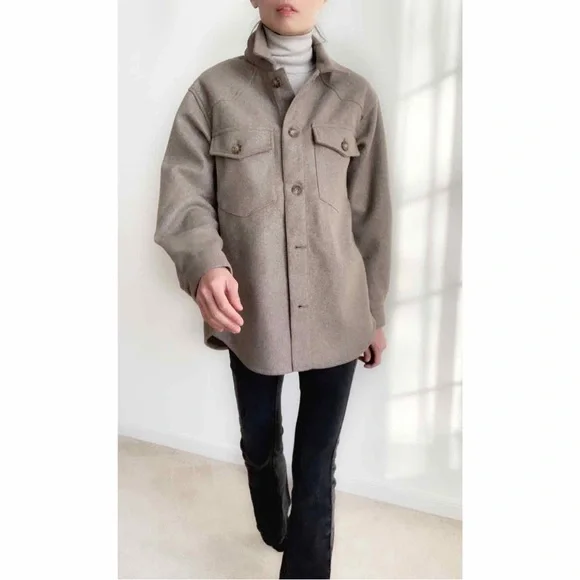 THE CASHMERE LIKE SHACKET - FAWN - Picture 4 of 12